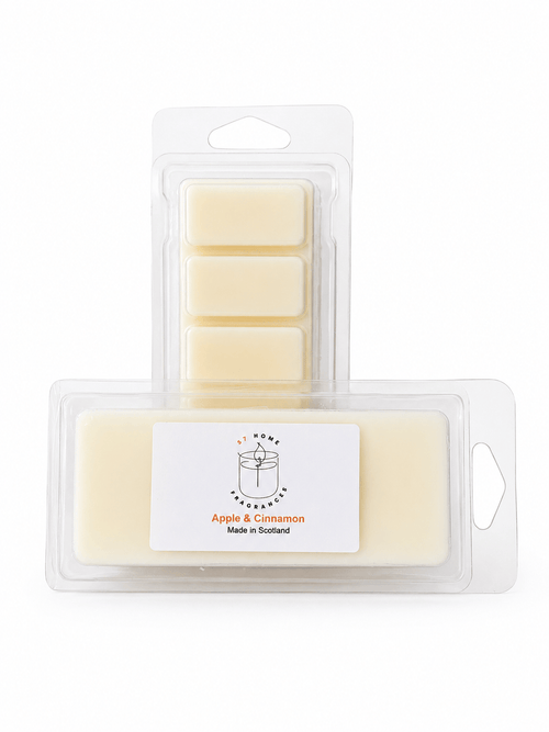 Apple & Cinnamon — two wax melts packages in clear plastic clamshell packaging on a white background