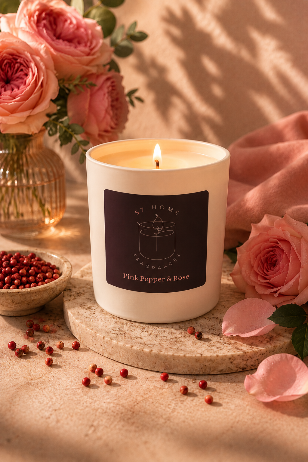 Pink Pepper & Rose Scented Candle