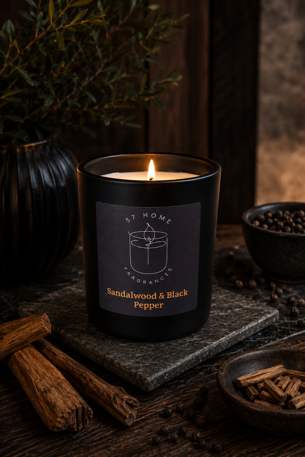 Sandalwood & Black Pepper Scented Candle
